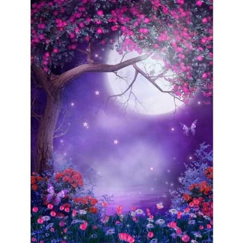 Flowers Photography Backdrops Moonlight Wonderland Backgrounds for Studio Photo Shoot Children Baby Shower Fundo Fotografico