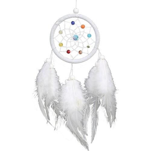 Handmade Indian Dream Catcher Hanging with Rattan Bead Feathers Wall Car Decoration Ornament Dreamcatcher 66CY