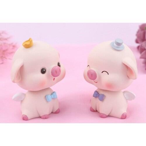 Shaking Head Lovely Pig Cars Ornaments Cartoon Resin Car Decoration Home Office Desktop Decorations Children Christmas Gifts New