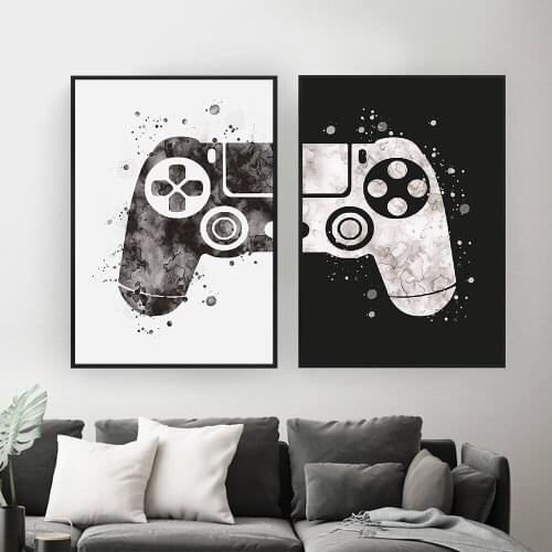 Canvas Painting Watercolor Boys Game Poster Print Gamepad Illustration Wall Art Picture Joystick for Kids Room Home Decor