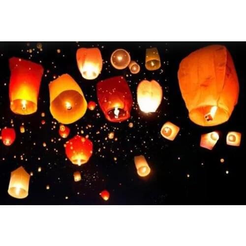 Chinese Paper Sky Flying Wishing Lanterns Fly Lamps Light Party Wedding Decor Just make it and fly to the sky