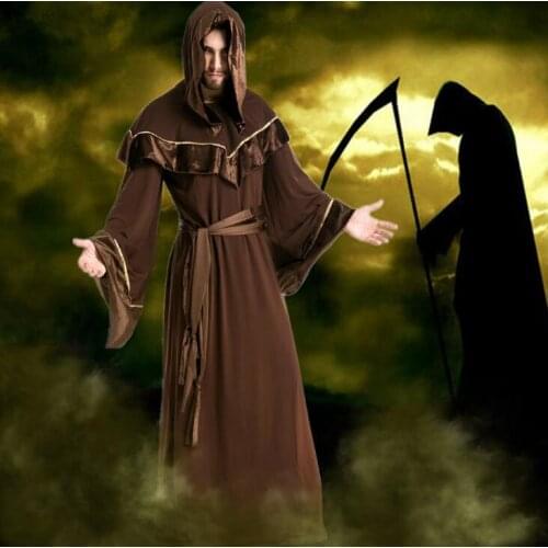 Halloween Costumes Adult Mens Gothic Wizard Costume European Religious Men Priest Uniform Fancy Cosplay Costume for Men