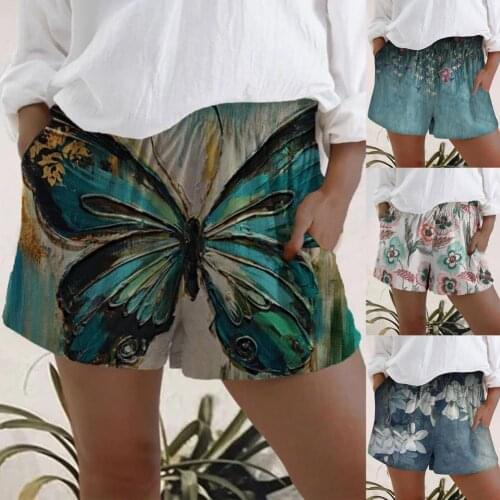 Hot Sales Summer Shorts Printed Loose Women Mid Rise Pockets Short Pants for Party