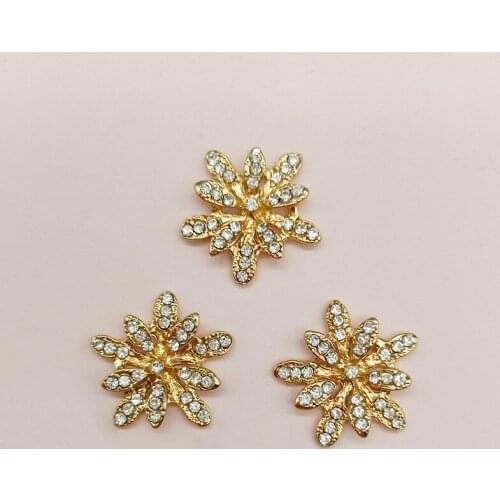 10 Pieces/Lot 25*25mm Metal Set Rhinestone Decorative Accessories Brooch Apparel Hair Jewelry Making