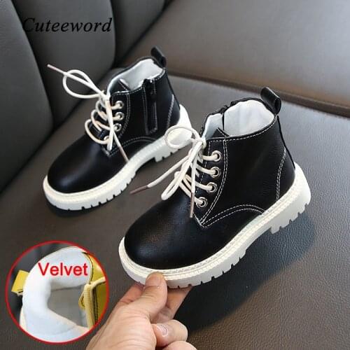 Fashion Leather Children Martin Boots Zipper Toddler Boys and Girls Boots 2020 Autumn and Winter New Waterproof Warm Kids Shoes
