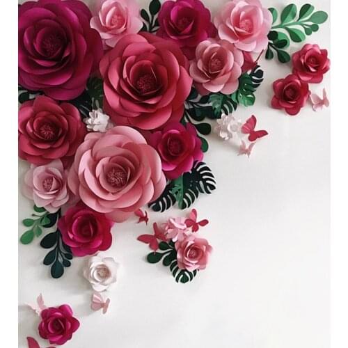 DIY Artificial Large Paper Rose Flowers Backdrop Full Kits For Wedding & Event Nursery Decor Floral Wall Art Paper Flower Crafts