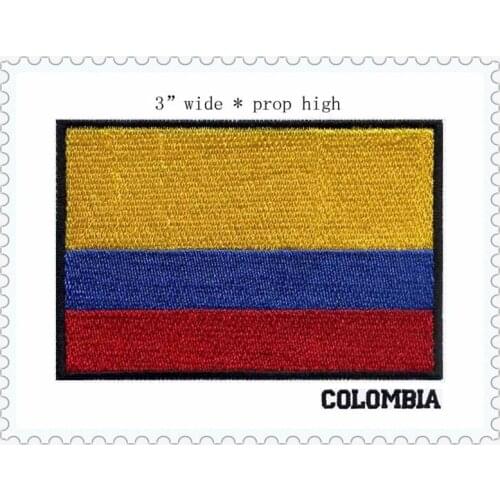 3" wide COLOMBIA 100% embroidery flag patch/jacket back patches felt applique
