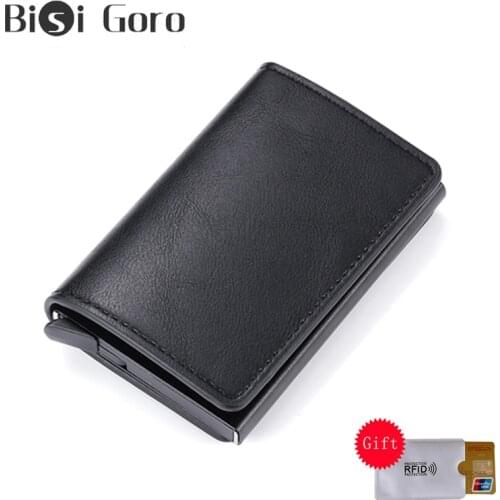 BISI GORO 2020 New Men And Women Smart Wallet Mini Wallet RFID Security Aluminum Box Pop-Up Credit Card Holder For Drop-shipping