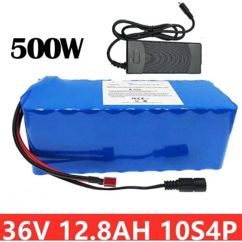 NEW 36v Battery 12.8Ah 10S4P Electric Bicycle Deep Cycle Battery For 500W Motor Ebike With 10S BMS + 18650 Battery Charger