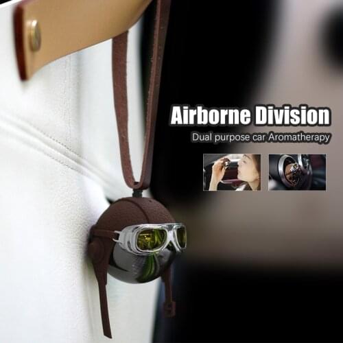 Creative Helmet Car Air Freshener Original Pilot Car Flavoring Stylish Car Perfume Leather Strap Hanging Car Fragrance