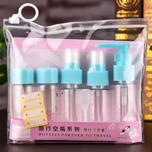 7pc/Set Bottle Travel Accessories Travel Mini Makeup Cosmetic Face Cream Pot Bottles Plastic Transparent Empty Make Up Container