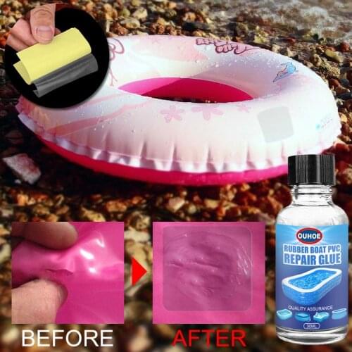 30ml Strong Pvc Repair Glue With 10pc Self Adhesive Repair Patches Inflatable Swimming Pool Lifebuoy Tent Waterproof Repair Glue