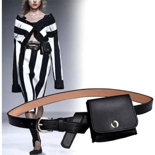 2021 Luxury Belt for Women Crocodile Pattern Waist Belts with Small Wallet Personality Design Pin Buckle Leather Belts