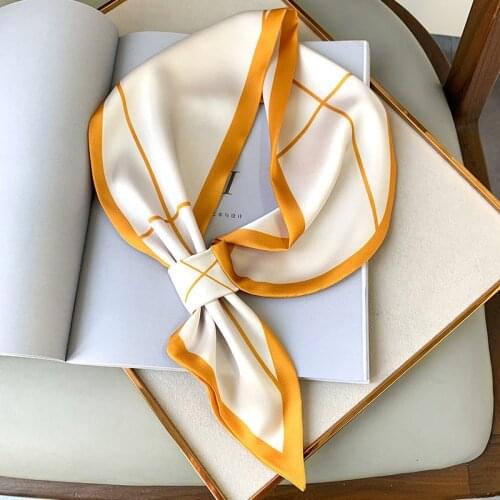 Silk Scarf Small Women Shawls And Wraps Fashion Print Office Small Hair Neck Hijabs Foulard Hijab Scarves Luxury Brand