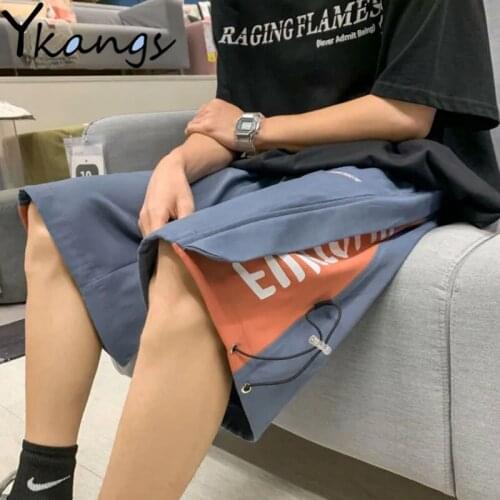Elastic High Waist Wide Leg Letter Print Casual Sport Shorts Streetwear Harajuku Sweatshorts Running Shorts Pocket Summer Women