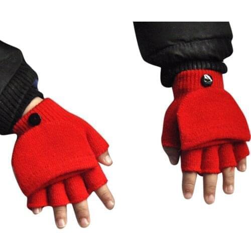 Knit Kids Fingerless Gloves Baby Boys Girls Winter Hand Wrist Warmer Flip Cover Childrens Gloves Clamshell Gloves For Kids