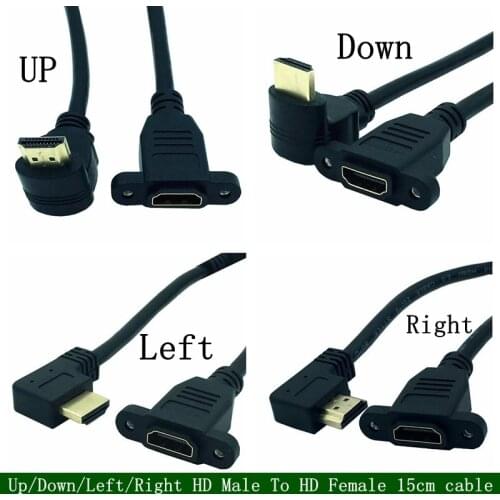 HDMI 2.0 4K*2k Cable 60Hz HDMI 2.0V v2.0 Right Left Up Down angle male to female panel mount with screws HD extension 15cm cable