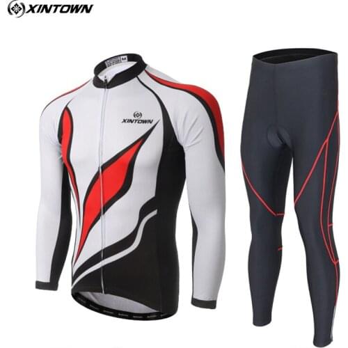 XINTOWN Mens Cycling Long Sleeves Ropa ciclismo Uniforms Jerseys Bib Pants Sets Cycle Mountain Bike MTB Bicycle Sets Shirts Wear