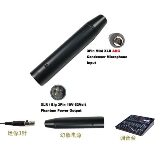 XLR-A Condensatore Microfono XLR Phantom Power Adattatore di Alimentazione Phantom TA3F Mini Pin Femmina a xlr Maschio Connettor