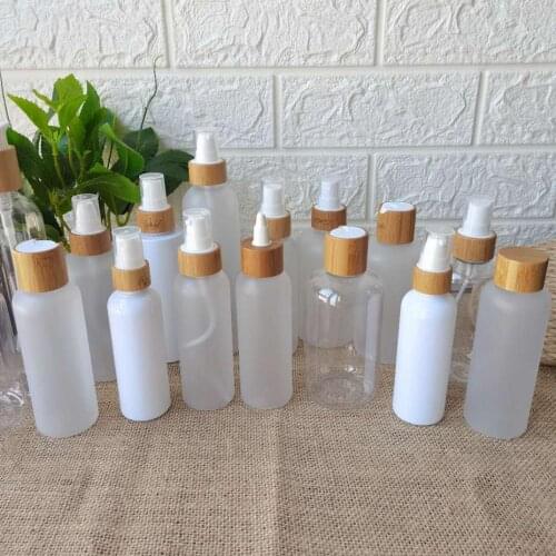 100pcs Frosted Clear Skin Care Bottles Empty Shampoo Lotion Pump Container Plastic Cosmetic Packaging With Dispenser,Shower Gel