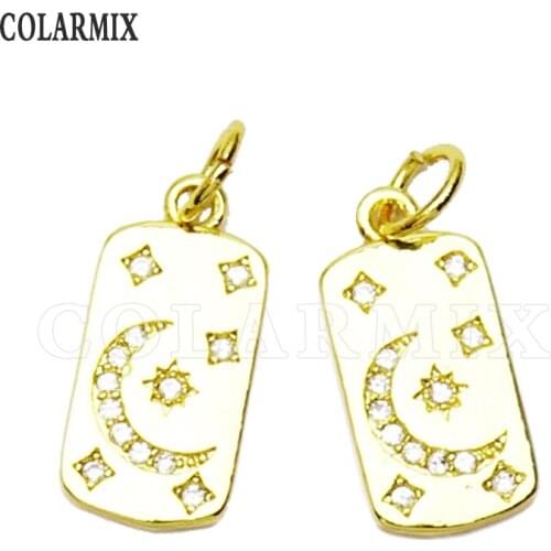 12Pcs Gold color zircon jewelry pendant Moon&star Tiny jewelry charms pendants Handmade women accessories pendants 7282