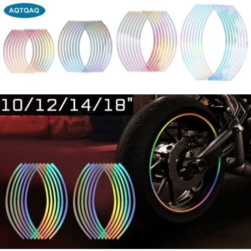 16 Strips Wheel Sticker Reflective Rim Stripe Tape Bike Motorcycle Car Fit for 10-18 Inch Tire Car Accessories