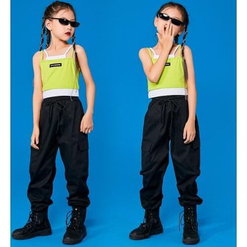 2021 Hip Hop Clothes Girls Vest Cargo Pants Dancer Outfits Ballroom Dance Performance Costumes Hiphop Festival Clothing DQS7573