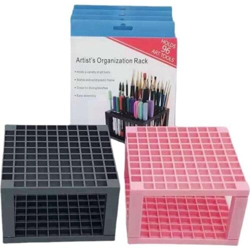 96 Hole Plastic Pencil & Brush Holder - Desk Stand Organizer Holding Rack for Pens, Paint Brushes, Colored Pencil