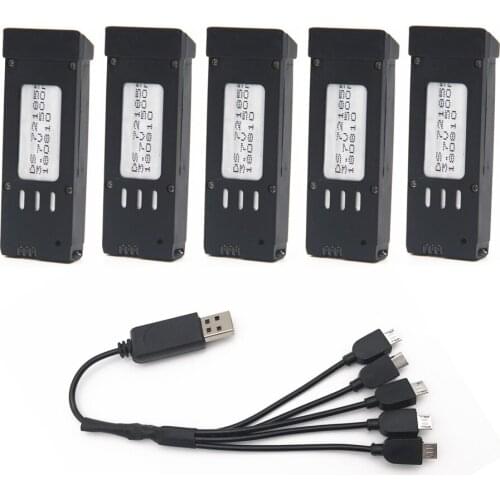 3.7V 500mAH E58 JY019 Battery with 5in1 Charger 3.7V 500mAH Battery Spare Parts for Folding 4-axis UAV D30