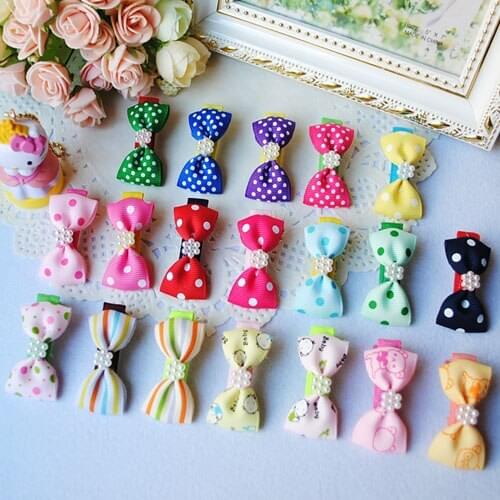 Pet accessories hair accessory child hair accessory teddy hairpin hair pin pearl dog bow hairpin 100pcs/lot
