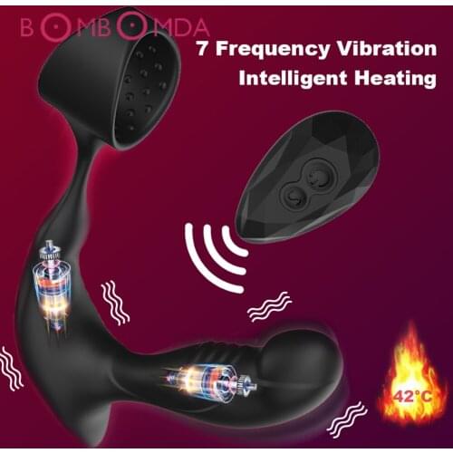 Wireless Remote Penis Vibrating Ring Delay Ejaculation Cock Ring Dual Penetration Heaing Dildo Anal Vibrator Sex Toys for Men