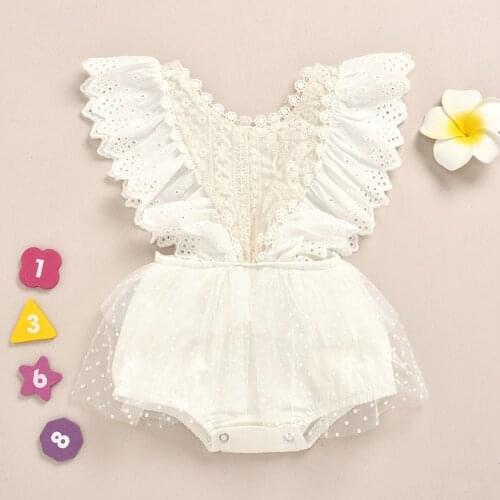 1-3 Years Newborn Baby Girl Flower Lace Romper Toddler Bodysuit Jumpsuit Tutu Dress Outfit Clothes Infant Clothing KF790