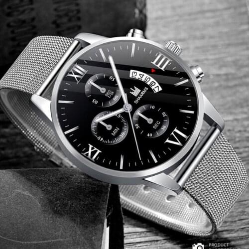 New Top Luxury Men Watches Male Calendar Stainless Steel Mesh Casual Quartz Watch Relogio Masculino Mens Business Wristwatch