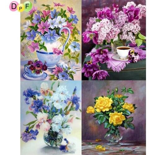 DPF 5D Round/Square full Diamond Painting Cross Stitch flower Diamond Embroidery Mosaic Needlework kits Home Decor