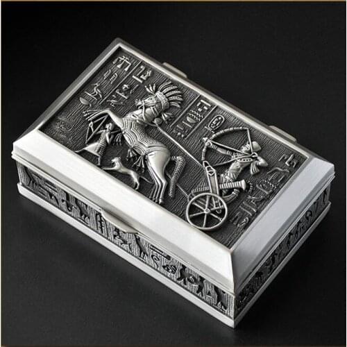 Egyptian Style Sall Size Alloy Metal Jewelry Storage Box Earring Storage Container Tin Box For Girls Gift Z037