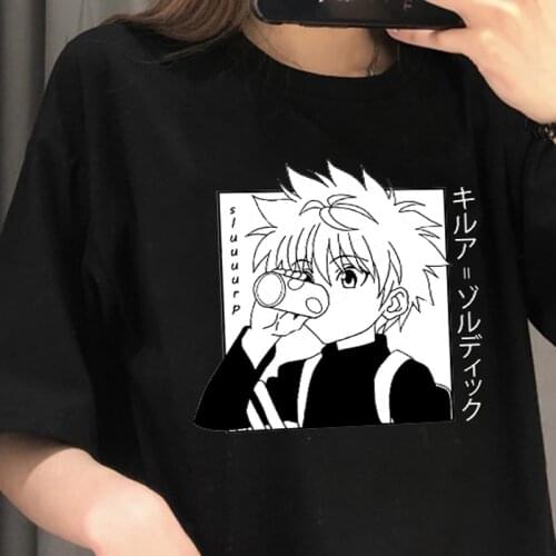 Kawaii Hunter X Hunter women Short Sleeve Killua Zoldyck T-shirt Harajuku Japanese Anime Top Fun Cartoon Casual Women T-shirt