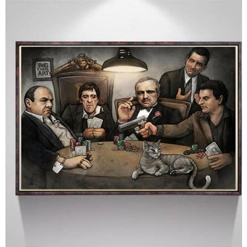 Classic Movie Gangsters Godfather Scar Face Art Poster Canvas Painting and Prints Wall Art Pictures for Living Room Home Decor