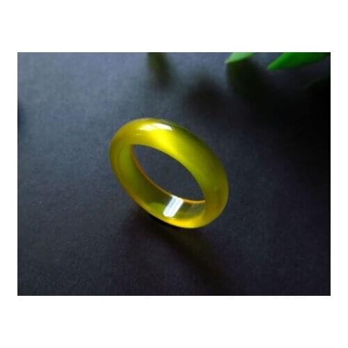 Natural agate yellow jade rings jewelry gemstone band ring jade simple stones for women jewellery luxury jewelry men rings