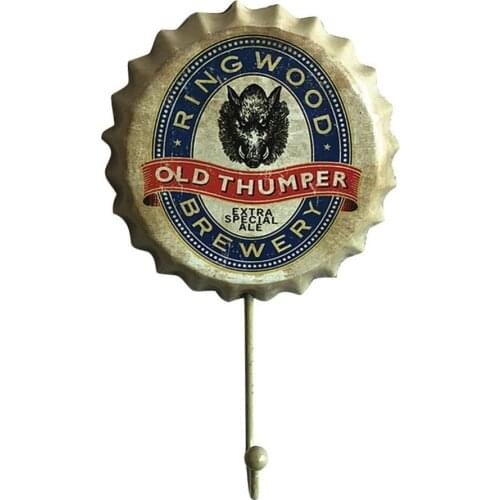 Creative Retro Metal Beer Bottle Cap Sign Wall Hook Bar Pub Clue Decoration