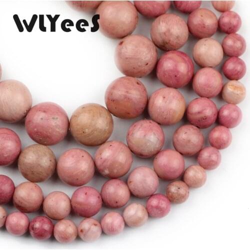 WLYeeS Natural Stone AAA Rhodonite Striped Round Ball 6 8 10 12mm RHODOCHROSITE Loose beads for Jewelry Bracelet Making DIY 15"