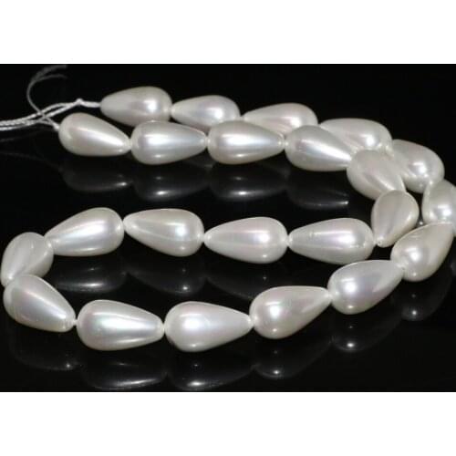 Hot sale teardrop fashion white natural shell pearl 10*18mm factory price waterdrop women pretty jewelry making 15inch B2280