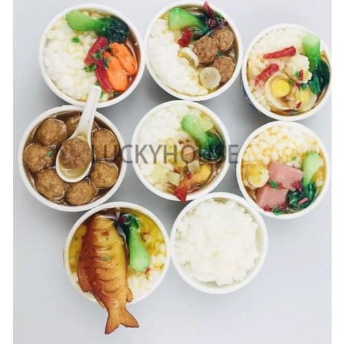 2PCS/Lot 1/6 Scale Miniature Dollhouse Chinese Meal Rice Pretend food for Blyth Bjd Doll House