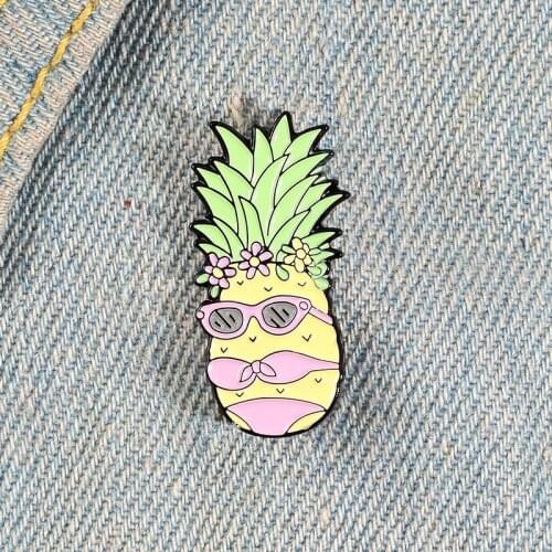 Cartoon Bikini Fruit Enamel Pin Sexy Miss Pineapple Brooches Bag Clothes Button Badge Fashion Summer Holidays Beach Jewelry