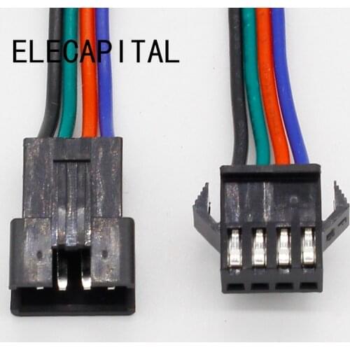 Wholesale 10 pairs 4pin JST Connector Male Female Cable for SMD 5050/3528 RGB color LED Strip Wire WS2801 LPD8806 RGB LED Strip