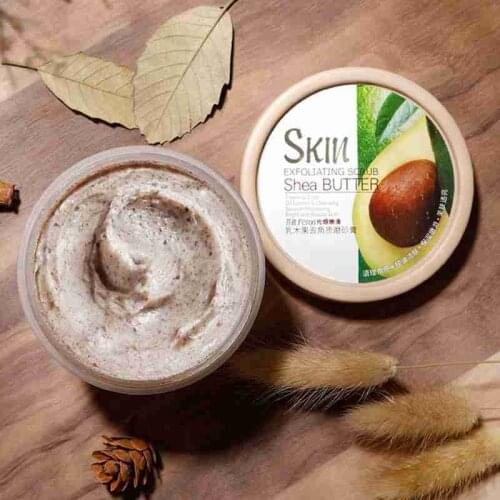 Shea Butter Exfoliating Scrub Cream Face Body Deep Pores Avocado Smooth Treatment Cleansing Wash Peach Acne Face Whitening K5M3