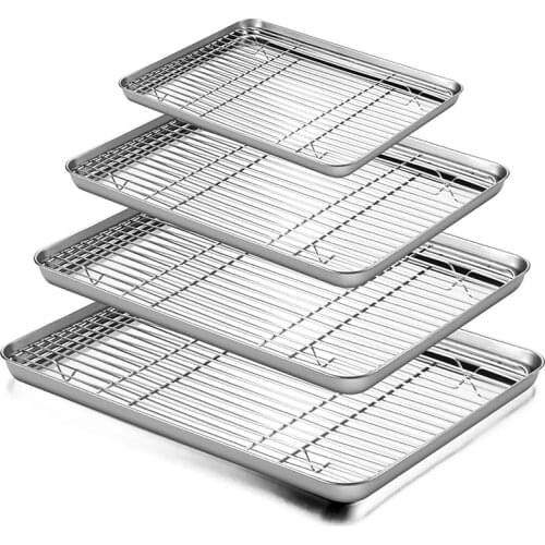 Baking Tray with Removable Cooling Rack Set Stainless Steel Baking Pan Sheet Non Toxic , Used for Oven, BBQ Tray Dishwasher Safe