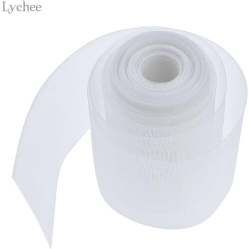 Lychee Life 10cm Wide 10m Long Curtain Transpare Ribbon Solid Color Curtain Decorative Accessories DIY Home Decoration