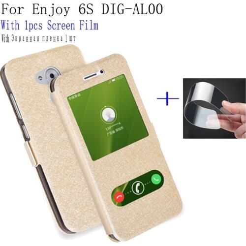 Luxury Smart View window PU Leather Case For Huawei enjoy 6S DIG-AL00 Phone Cover shell enjoy6S back case enjoy 6 S case capas