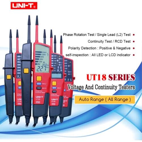 UNI-T UT18 Series handheld Voltage and Continuity Tester 3-phase voltage and phase sequence/On-Off Test/RCD Tester