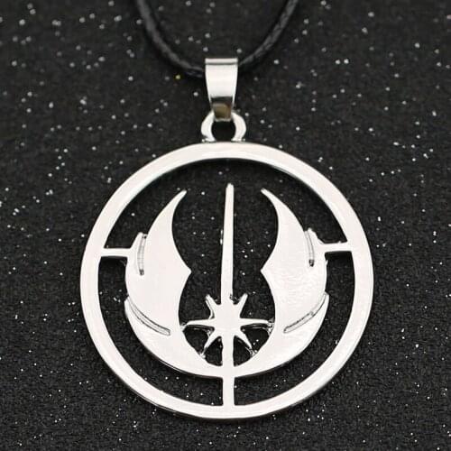 Star Wars Necklace Jedi Order Symbol Logo Emblem Silver Color Pendant Rope Chain Fashion Movie Jewelry For Men Women Wholesale